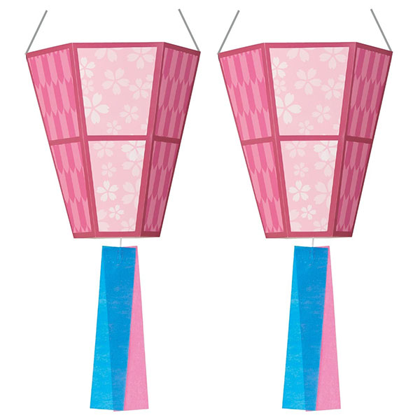 ぼんぼりペーパーハンギング【ピンク×矢がすり】