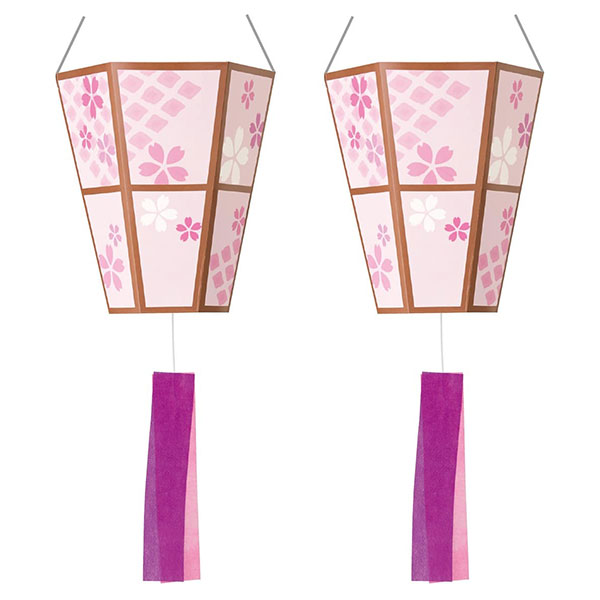 ぼんぼりペーパーハンギング【桜×菱】