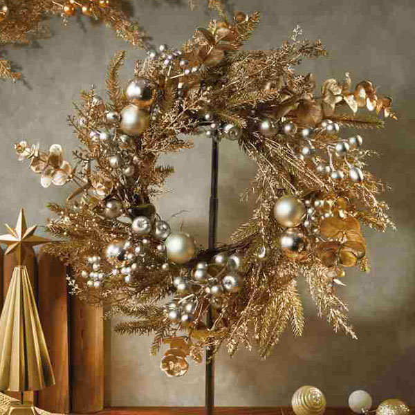 ゴールドデコレーションリース