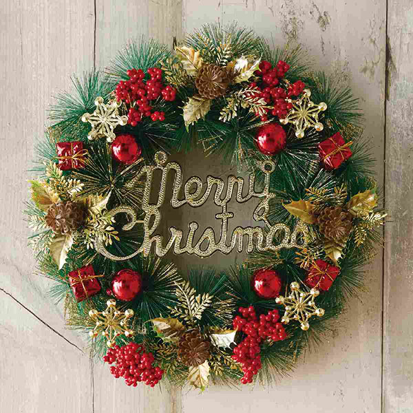 クリスマスナチュラルリース【レッド】